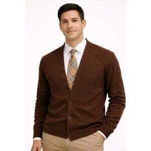 Ermenegildo Zegna Beige Plaid Silk Tie For Men Made In Italy NWOT